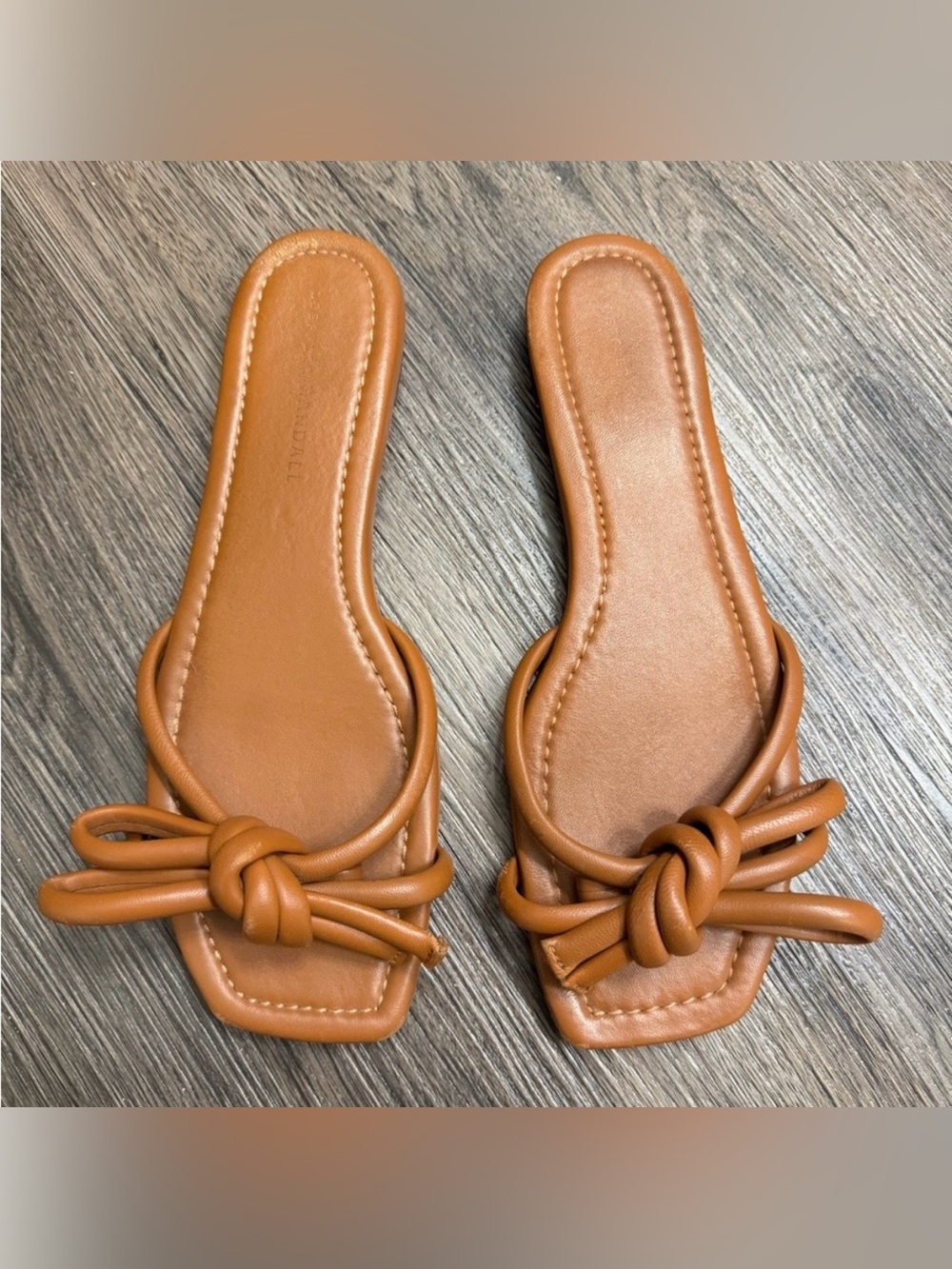 Loeffler Randall Cognac Knot Slide Sandals